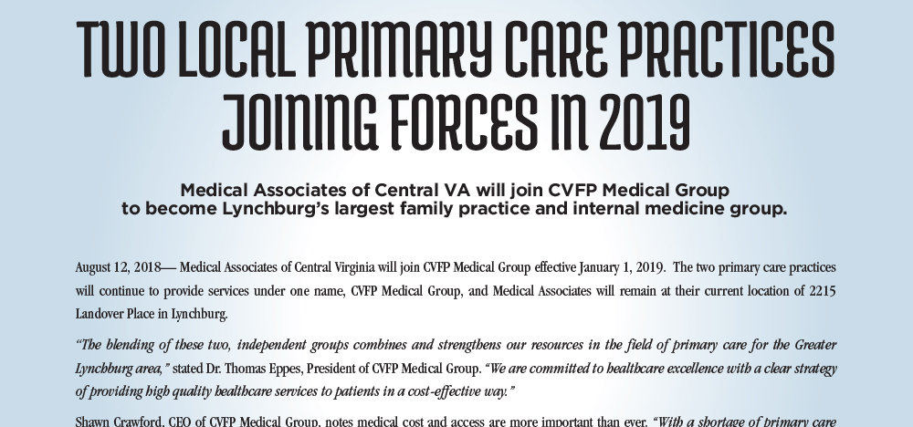Two Local Primary Care Practices Joining Forces in 2019: