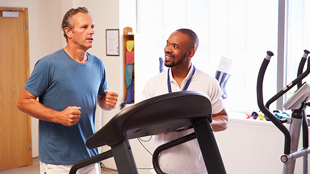 patient running on treadmill at collaborative health sports medicine during doctors visit